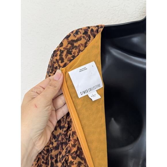 C/MEO Collective Leapark Dress Chiffon Long Sleeve Animal Print Flowy Feminine - Picture 12 of 15